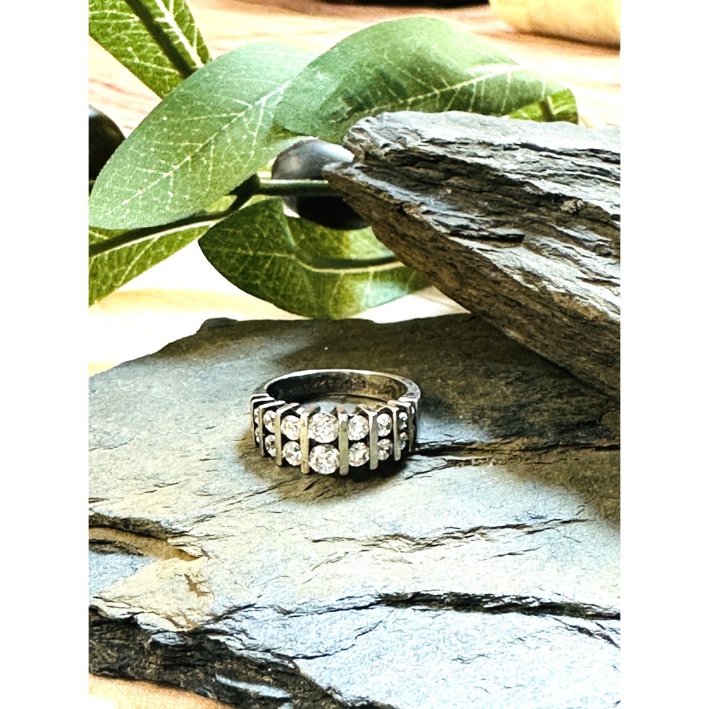 Vintage Sterling Silver 925 Ring Double Round CZ Stones Band Style 4.5G Size 6